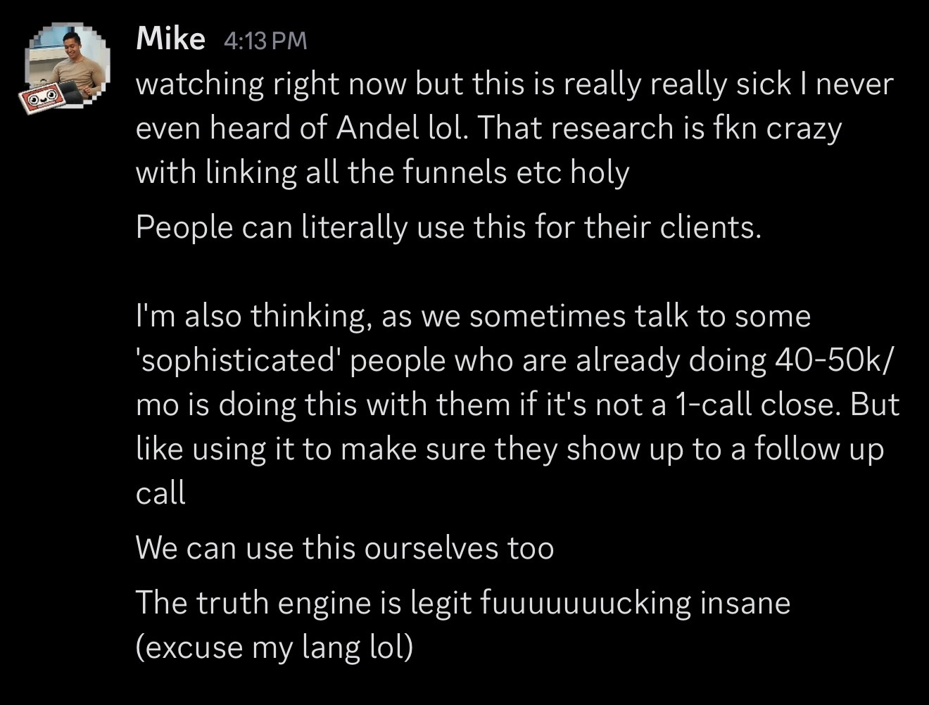 Truth Engine testimonial